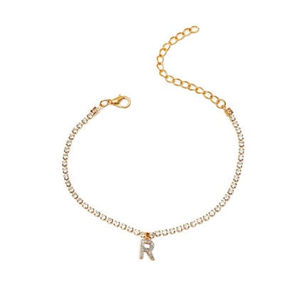 Crystal Circon Kezdőbetű Bokaláncok Női Ábécé Kubai Link láblánc Strand karkötők Boho Ékszer Ajándék