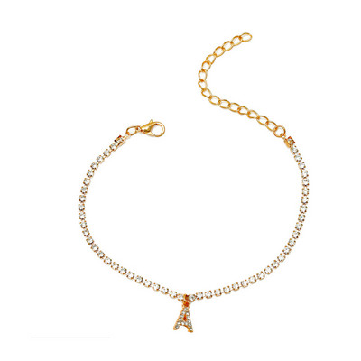 Crystal Circon Kezdőbetű Bokaláncok Női Ábécé Kubai Link láblánc Strand karkötők Boho Ékszer Ajándék