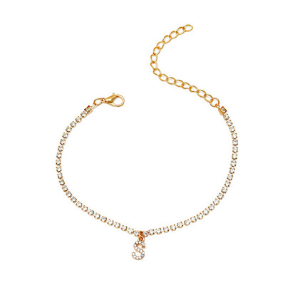 Crystal Circon Kezdőbetű Bokaláncok Női Ábécé Kubai Link láblánc Strand karkötők Boho Ékszer Ajándék