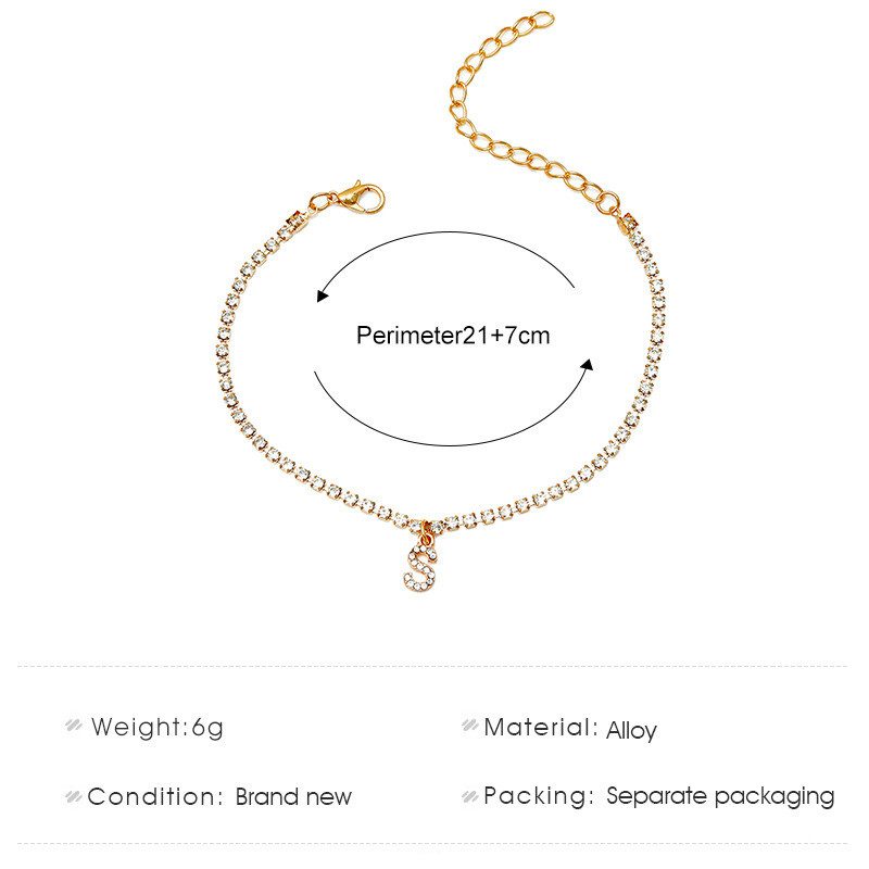Crystal Circon Kezdőbetű Bokaláncok Női Ábécé Kubai Link láblánc Strand karkötők Boho Ékszer Ajándék