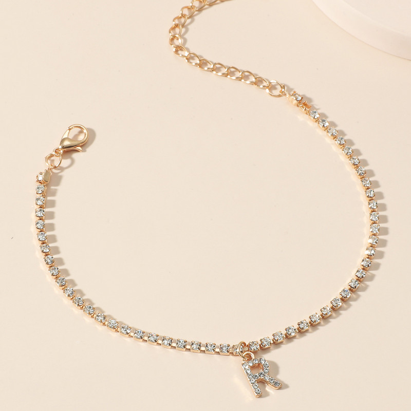 Crystal Circon Kezdőbetű Bokaláncok Női Ábécé Kubai Link láblánc Strand karkötők Boho Ékszer Ajándék