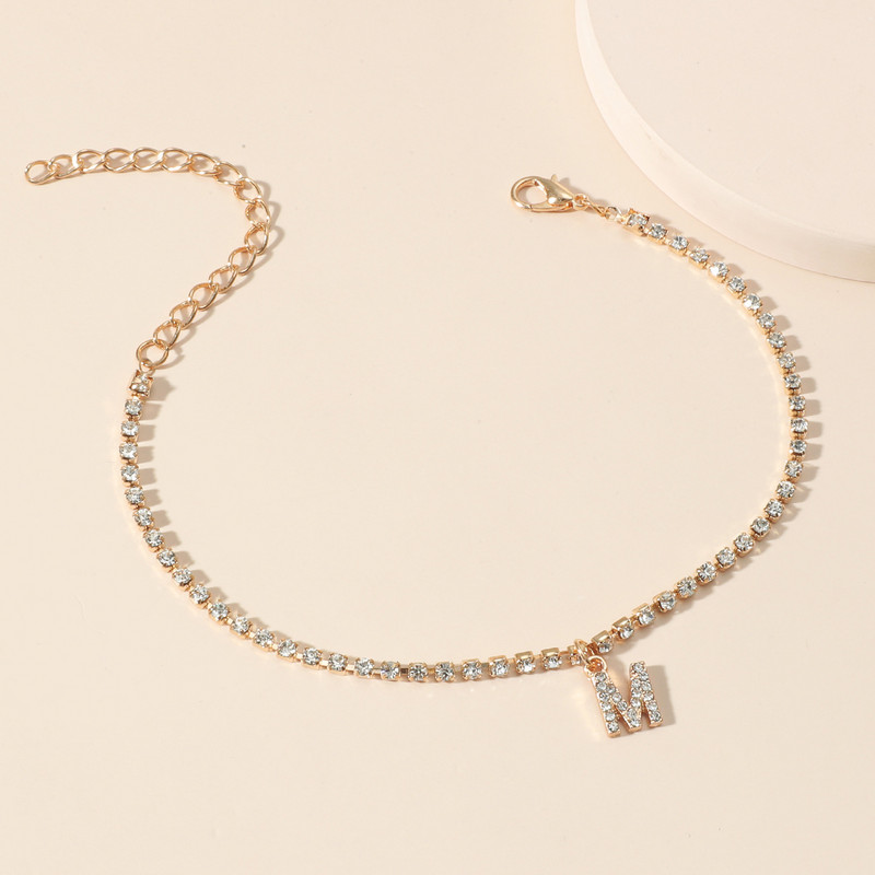 Crystal Circon Kezdőbetű Bokaláncok Női Ábécé Kubai Link láblánc Strand karkötők Boho Ékszer Ajándék