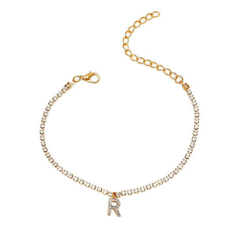 Crystal Circon Kezdőbetű Bokaláncok Női Ábécé Kubai Link láblánc Strand karkötők Boho Ékszer Ajándék