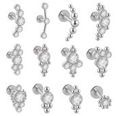 12 DB G23 Titanium&Steel 16G Cz Labret ajakgyűrű kristályfürt fülporc Tragus Helix fülbevaló piercing csavar illeszkedő felső 16g