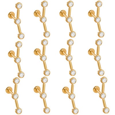 12 DB G23 Titanium&Steel 16G Cz Labret ajakgyűrű kristályfürt fülporc Tragus Helix fülbevaló piercing csavar illeszkedő felső 16g