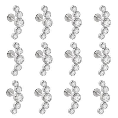 12 DB G23 Titanium&Steel 16G Cz Labret ajakgyűrű kristályfürt fülporc Tragus Helix fülbevaló piercing csavar illeszkedő felső 16g