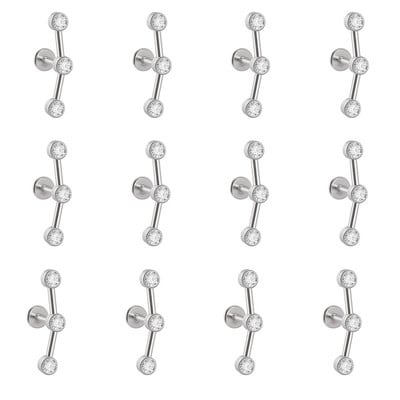 12 DB G23 Titanium&Steel 16G Cz Labret ajakgyűrű kristályfürt fülporc Tragus Helix fülbevaló piercing csavar illeszkedő felső 16g