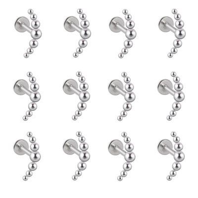 12 DB G23 Titanium&Steel 16G Cz Labret ajakgyűrű kristályfürt fülporc Tragus Helix fülbevaló piercing csavar illeszkedő felső 16g