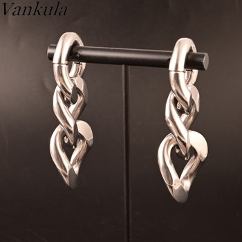 Vankula 2PCS 6 mm Нова верига Тежести за уши Закачалки Тапи Разширител Неръждаема стомана Пиърсинг Обеци Жени Мъж Модни бижута Подарък