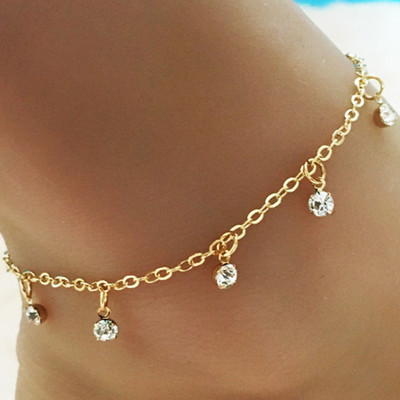 New Fashion Personality Summer Jewelry Tassel Anklet Rhinestone for Women Feature Namour Charm Gift All Seasons