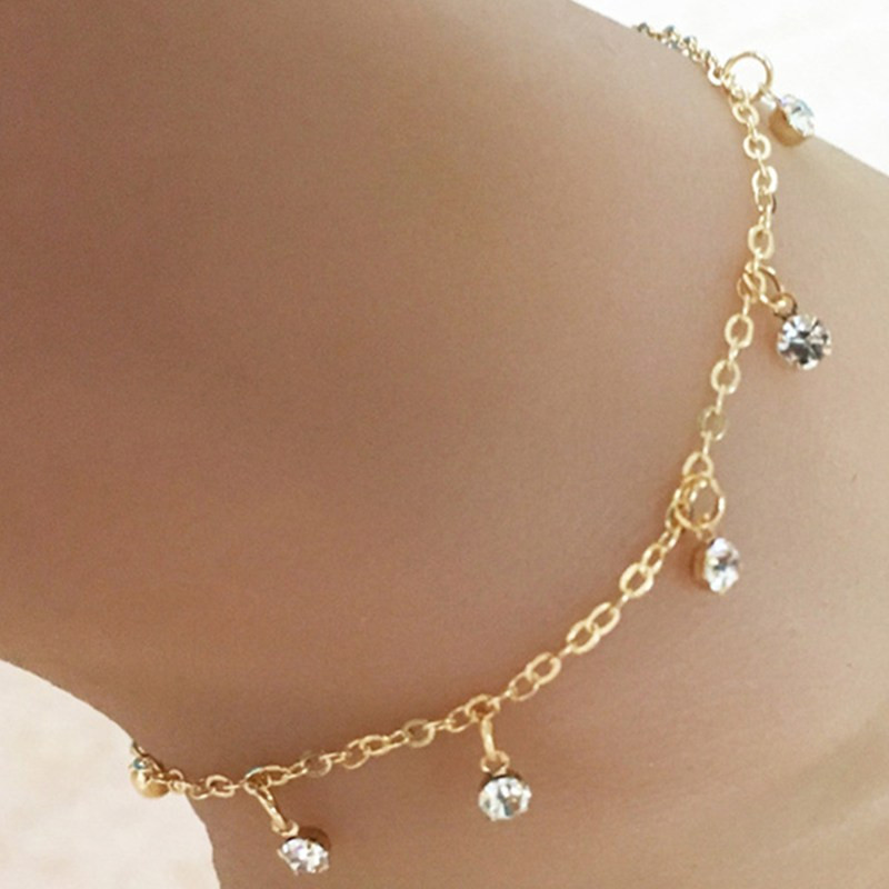 New Fashion Personality Summer Jewelry Tassel Anklet Rhinestone for Women Feature Namour Charm Gift All Seasons
