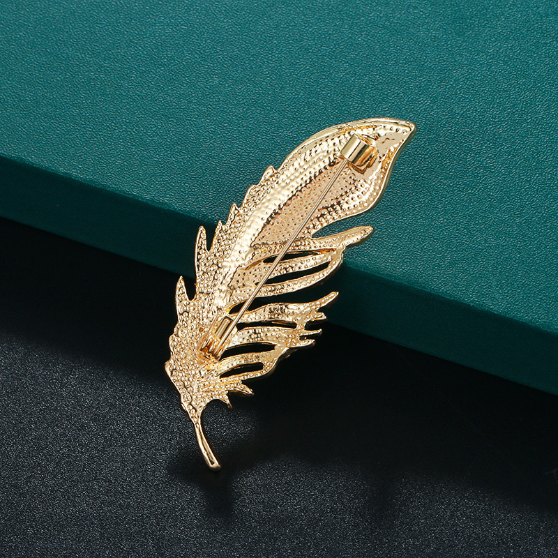 Baiduqiandu με πούπουλα καρφίτσες για γυναίκες και άντρες Χρυσό ματ χρυσό χρώμα Φυτικό γιακά καρφίτσες Δώρο Winer Coat-Accessories Factory sale