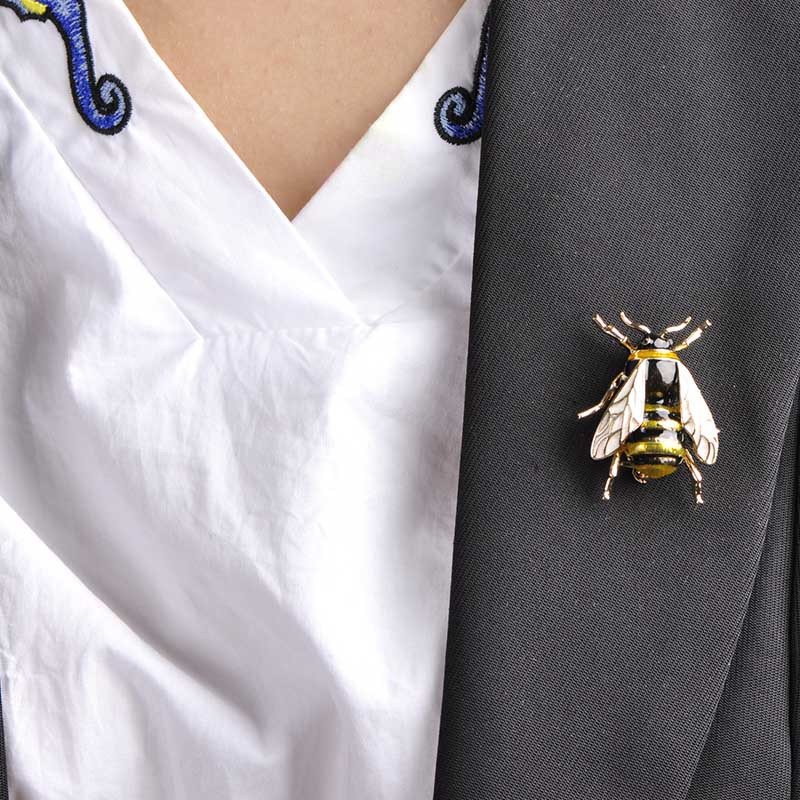 Blucome drăguță insectă mușcă albine broșă copii fete accesorii haine culoare auriu negru galben broșe email cadouri aniversare bijuterii