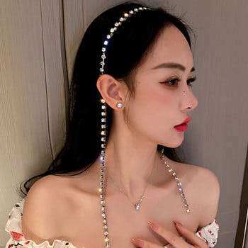 FYUAN Fashion Rhinestone Crystal Hairbands for Women Long Tassel HairClip Αξεσουάρ για τα μαλλιά γάμου Κοσμήματα