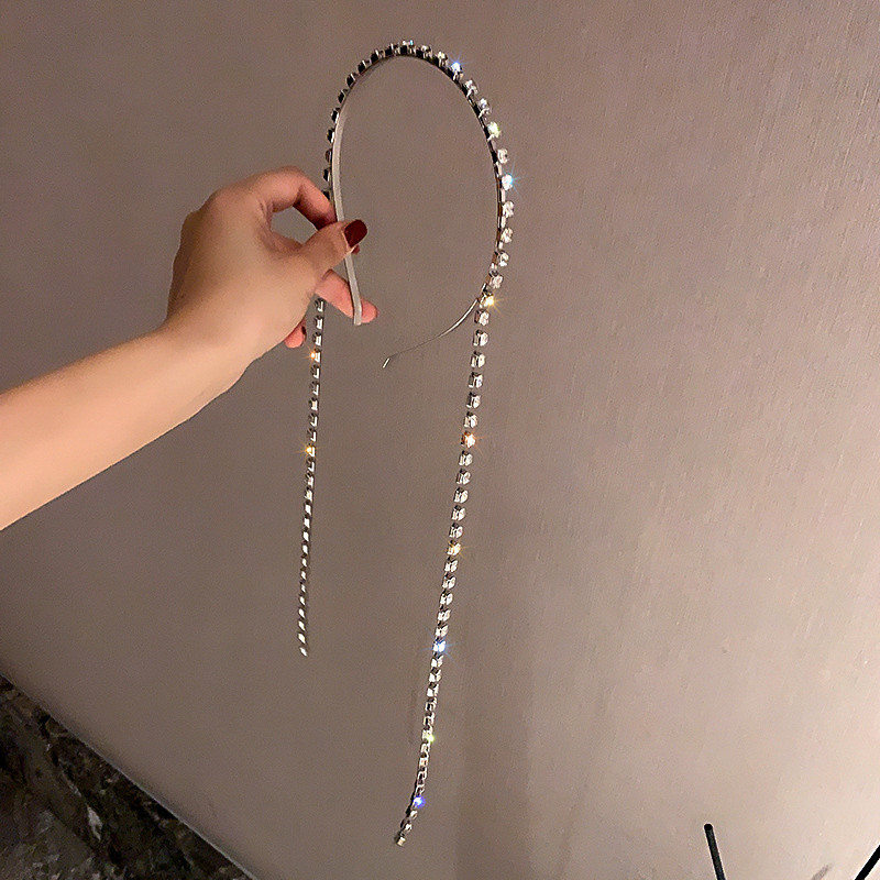 FYUAN Модни кристални ленти за коса с дълъг пискюл Сватбени аксесоари за коса Бижута