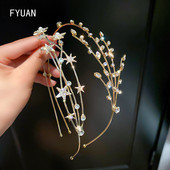 FYUAN Κορεάτικο στιλ Star Crystal Hairbands for Women Leaf Branch Headwear Rhinestone Wear Αξεσουάρ μαλλιών Κοσμήματα