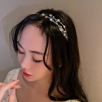 FYUAN Κορεάτικο στιλ Star Crystal Hairbands for Women Leaf Branch Headwear Rhinestone Wear Αξεσουάρ μαλλιών Κοσμήματα