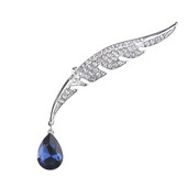 Елегантна брошка с пера от кристали със сини водни капки кристали от Австрия Женска игла Аксесоари за бижута за жени