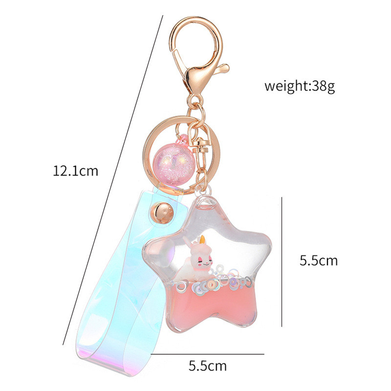 Breloc cu unicorn cu nisip lichid în mișcare, cu sclipici, stea cu cinci colțuri, breloc plutitor pentru femei, pandantiv pentru geantă, cadou pentru copii