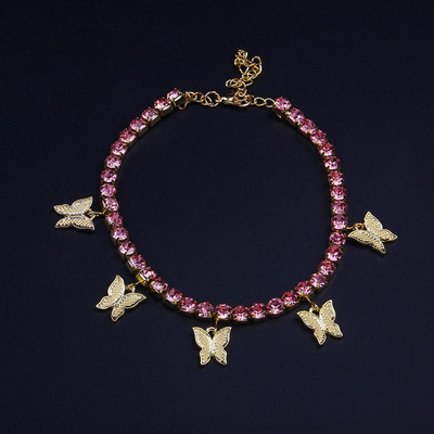 INS Fashion Butterfly bokalánc strassz tenisz lánc láblánc ékszer nőknek nyári strand bokalánc pillangó mezítlábas lánc