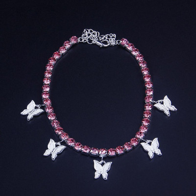 INS Fashion Butterfly bokalánc strassz tenisz lánc láblánc ékszer nőknek nyári strand bokalánc pillangó mezítlábas lánc