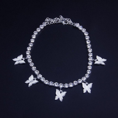 INS Fashion Butterfly bokalánc strassz tenisz lánc láblánc ékszer nőknek nyári strand bokalánc pillangó mezítlábas lánc