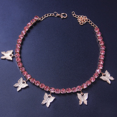 INS Fashion Butterfly bokalánc strassz tenisz lánc láblánc ékszer nőknek nyári strand bokalánc pillangó mezítlábas lánc