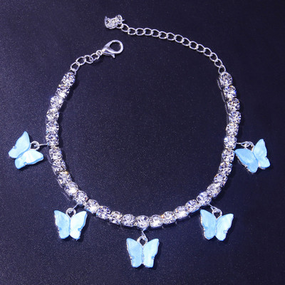 INS Fashion Butterfly bokalánc strassz tenisz lánc láblánc ékszer nőknek nyári strand bokalánc pillangó mezítlábas lánc