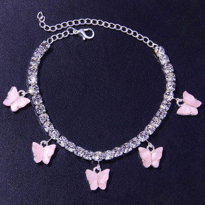 INS Fashion Butterfly bokalánc strassz tenisz lánc láblánc ékszer nőknek nyári strand bokalánc pillangó mezítlábas lánc