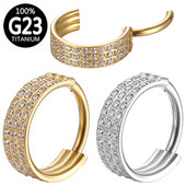 G23 titán háromsoros cirkon orrgyűrű Septum Clicker Daith fülbevaló jegesedés karika fül porc Tragus Helix piercing ékszer