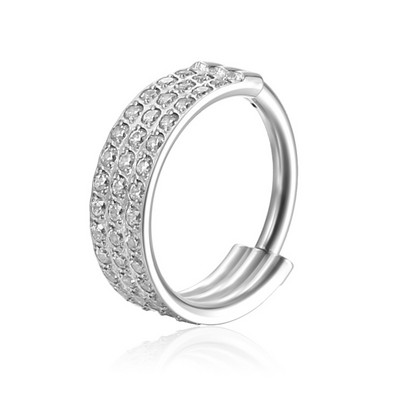 G23 titán háromsoros cirkon orrgyűrű Septum Clicker Daith fülbevaló jegesedés karika fül porc Tragus Helix piercing ékszer