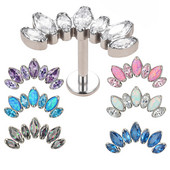 ASTM F136 Titanium 7 CZ Paved Top Labret Lip Stud PIERC fülporc Tragus Helix piercing fülcsavarok Snug Luxury Body Jewelry