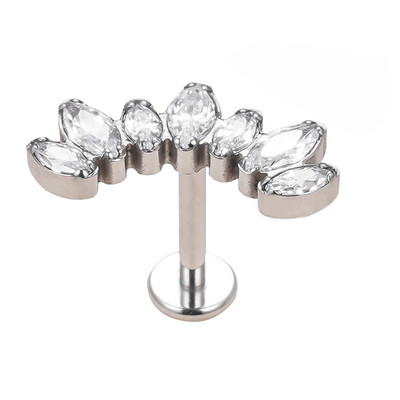 ASTM F136 Titanium 7 CZ Paved Top Labret Lip Stud PIERC fülporc Tragus Helix piercing fülcsavarok Snug Luxury Body Jewelry