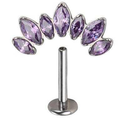 ASTM F136 Titanium 7 CZ Paved Top Labret Lip Stud PIERC fülporc Tragus Helix piercing fülcsavarok Snug Luxury Body Jewelry