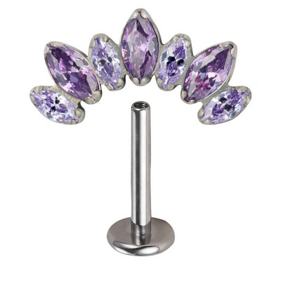 ASTM F136 Titanium 7 CZ Paved Top Labret Lip Stud PIERC fülporc Tragus Helix piercing fülcsavarok Snug Luxury Body Jewelry