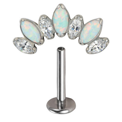 ASTM F136 Titanium 7 CZ Paved Top Labret Lip Stud PIERC fülporc Tragus Helix piercing fülcsavarok Snug Luxury Body Jewelry