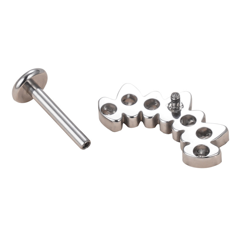 ASTM F136 Titanium 7 CZ Paved Top Labret Lip Stud PIERC fülporc Tragus Helix piercing fülcsavarok Snug Luxury Body Jewelry