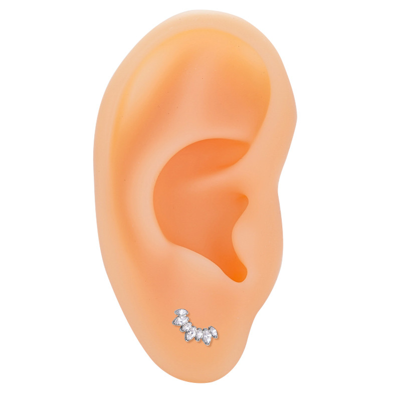 ASTM F136 Titanium 7 CZ Paved Top Labret Lip Stud PIERC fülporc Tragus Helix piercing fülcsavarok Snug Luxury Body Jewelry