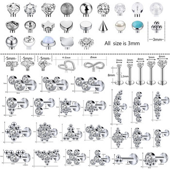 ZS 1 комплект 16G пиърсинг за устни от хирургическа стомана за жени, мъже, кристал, ушен хрущял, трагус, раковина, Daith пиърсинг, обръч, пръстен за нос Бижута