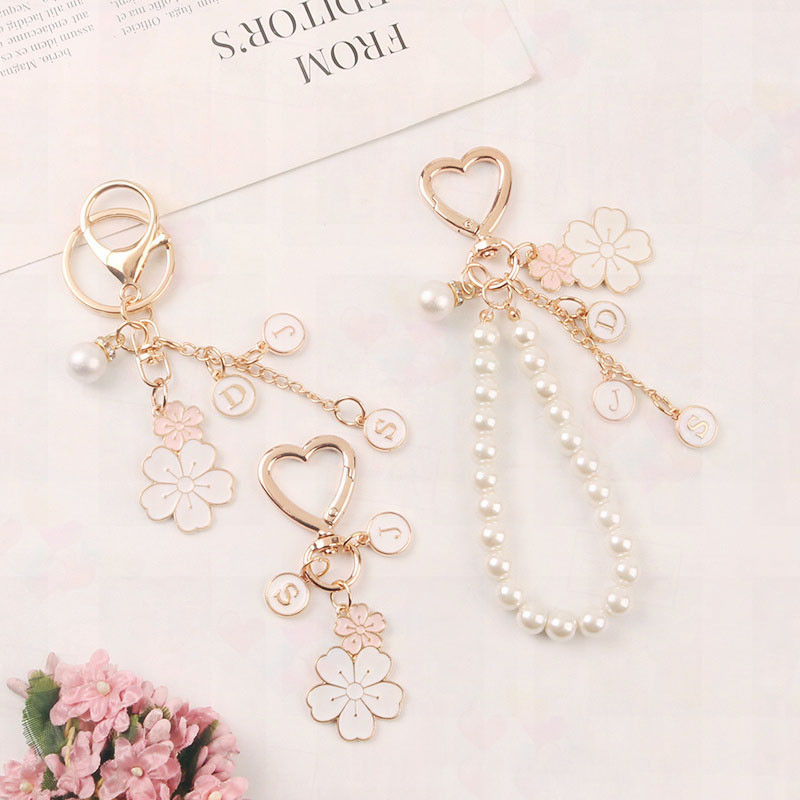 Creative Twin Flower Μπρελόκ Χαριτωμένο λευκό λουλούδι γράμμα μαργαριτάρι μπρελόκ Love μπρελόκ Κάλυμμα ακουστικών Τσάντα κρεμαστή διακόσμηση Δώρο