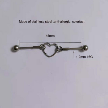 1PC Индустриален пиърсинг от неръждаема стомана Деконструирана подвижна индустриална щанга Heart Helix Earring Heart Healer Body Piercing