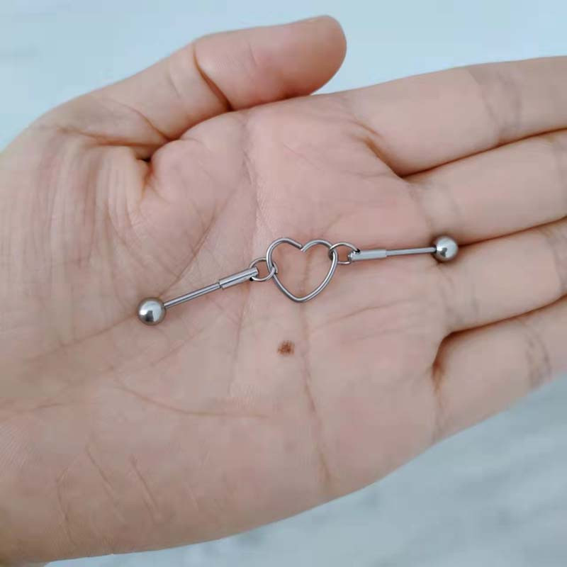 1 τμχ βιομηχανικό τρύπημα από ανοξείδωτο χάλυβα Αποδομημένο κινητό βιομηχανικό σκουλαρίκι με μπάρα καρδιών χόνδρου έλικα για το σώμα Piercing