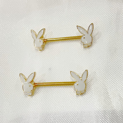 Világító nyúl mellbimbó piercing gyűrű rozsdamentes acél rúd mellbimbó piercing rajzfilm nyuszi mellbimbó mellbimbó test ékszer has