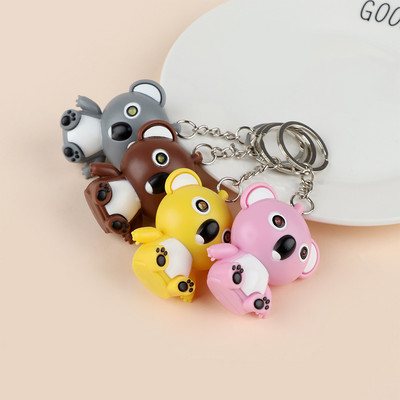 Mielas Koala LED raktų pakabukas Mini žibintuvėlis Garso raktų laikiklis Daugiaspalvis animacinių filmų raktų pakabukas vaikams žaislas, moteriškas vyriškas papuošalas