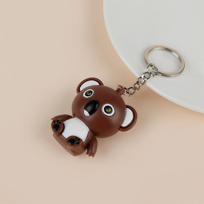 Aranyos koala LED kulcstartó mini zseblámpa hangos kulcstartó Többszínű rajzfilm kulcstartó gyerekeknek játék női férfi ékszer