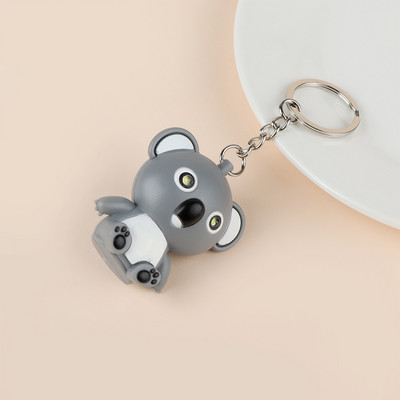Aranyos koala LED kulcstartó mini zseblámpa hangos kulcstartó Többszínű rajzfilm kulcstartó gyerekeknek játék női férfi ékszer