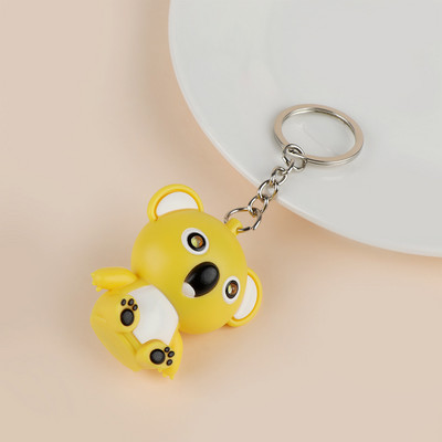 Aranyos koala LED kulcstartó mini zseblámpa hangos kulcstartó Többszínű rajzfilm kulcstartó gyerekeknek játék női férfi ékszer