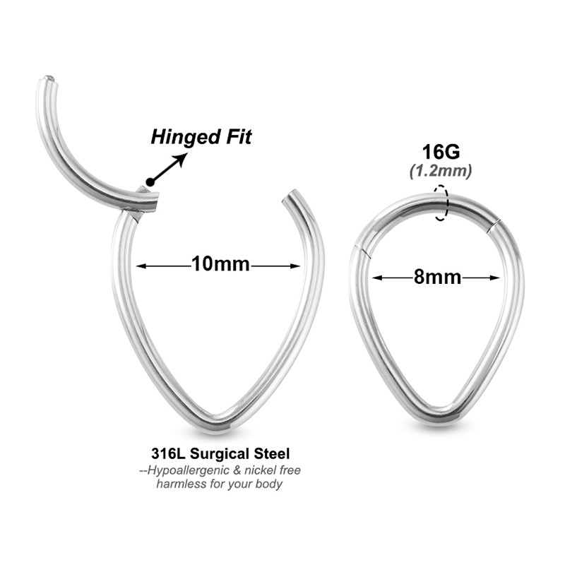 1 db orr ajakgyűrű karika porc Tragus Sleeper fülbevaló 16G rozsdamentes acél csuklós klikker szegmens Septum piercing testékszer