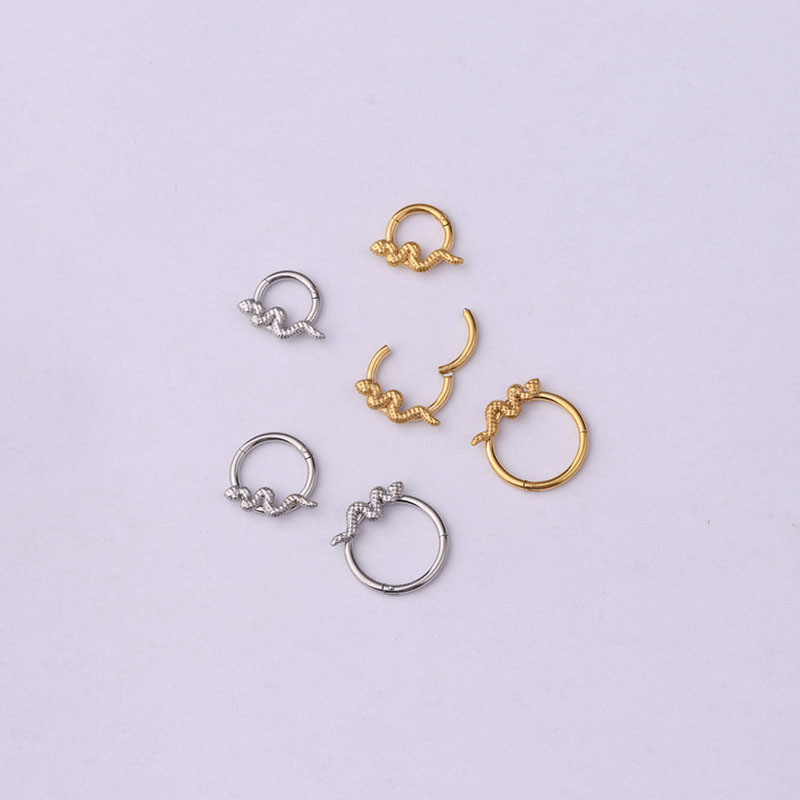 1 db rozsdamentes acél kígyó Daith Helix fülbevaló 16G septum Clicker karika orrgyűrű Labret fül Tragus porc piercing ékszer
