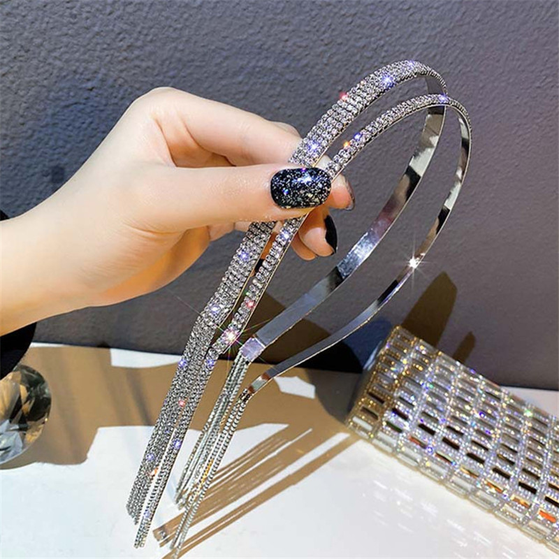 FYUAN korejski stil Puna traka za glavu sa vještačkim kamenčićima za žene Bijoux duge rese Kristalna kopča za kosu Vjenčani dodaci za kosu Nakit Pokloni